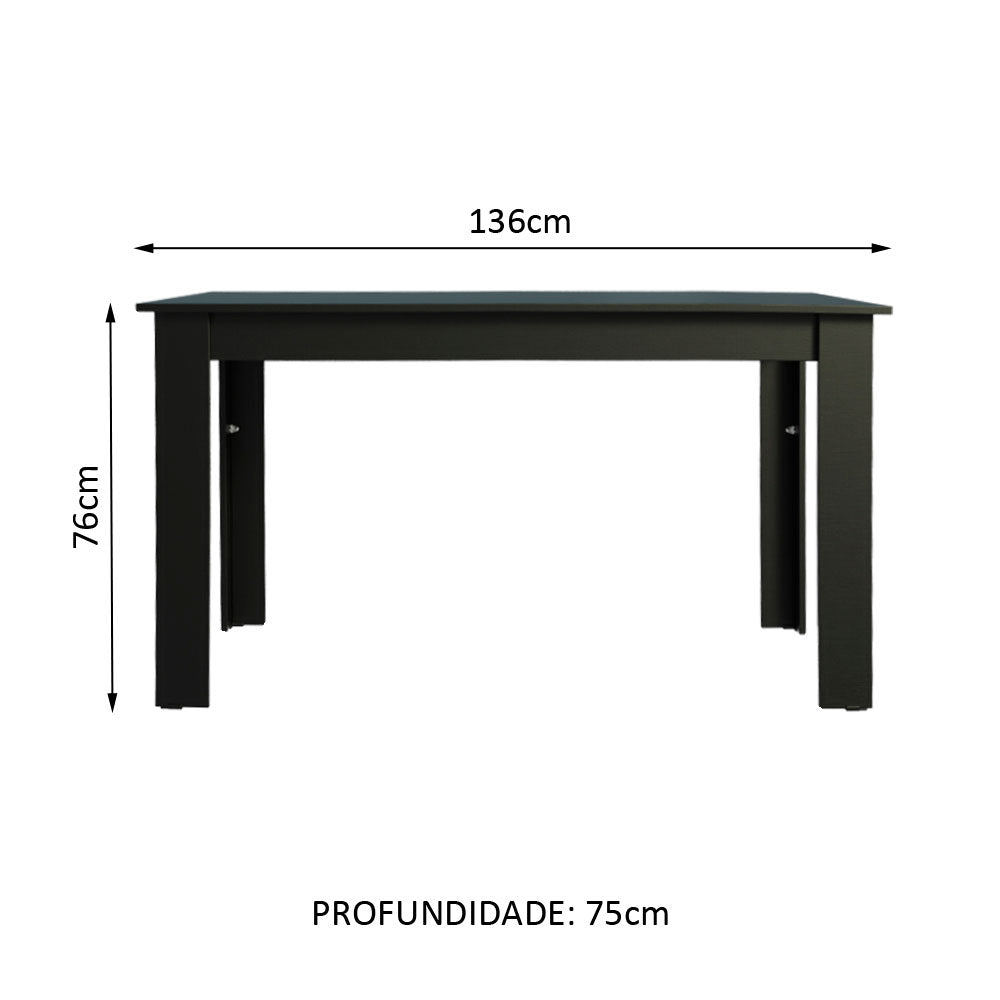 Mesa de Comedor Rectangular Encimera de Madera 5231 Negro