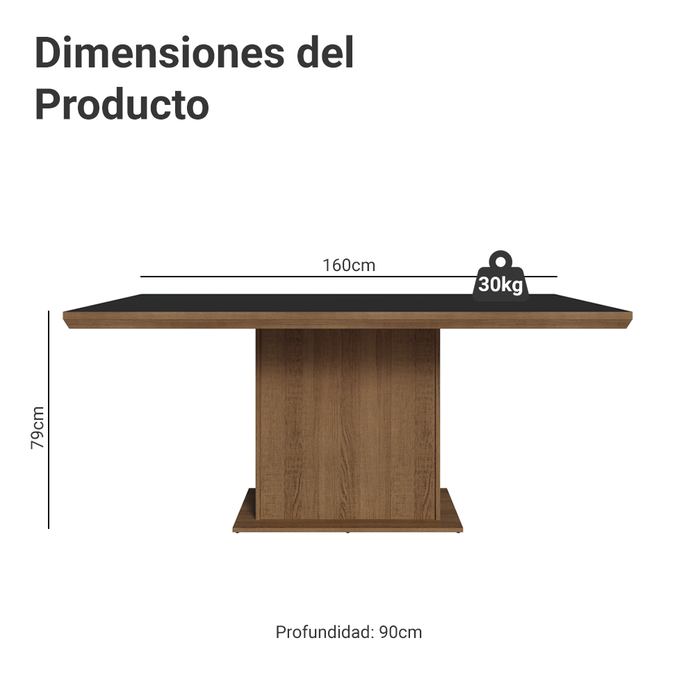 Mesa de Comedor 160 cm Marrón/Negro Madesa