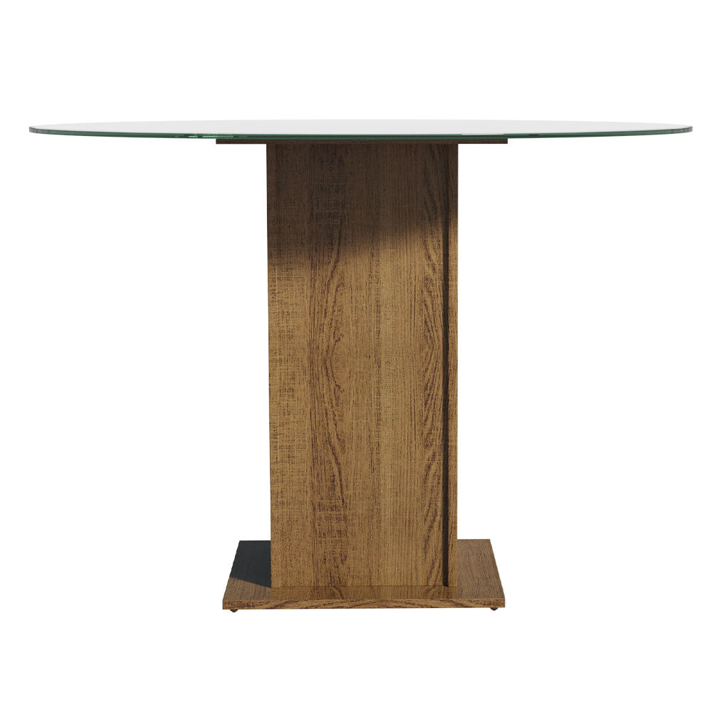 Mesa de Comedor Circular con Encimera de Vidrio 5325 Marrón