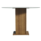 Mesa de Comedor Circular 110 cm con Encimera Vidrio Marrón Madesa