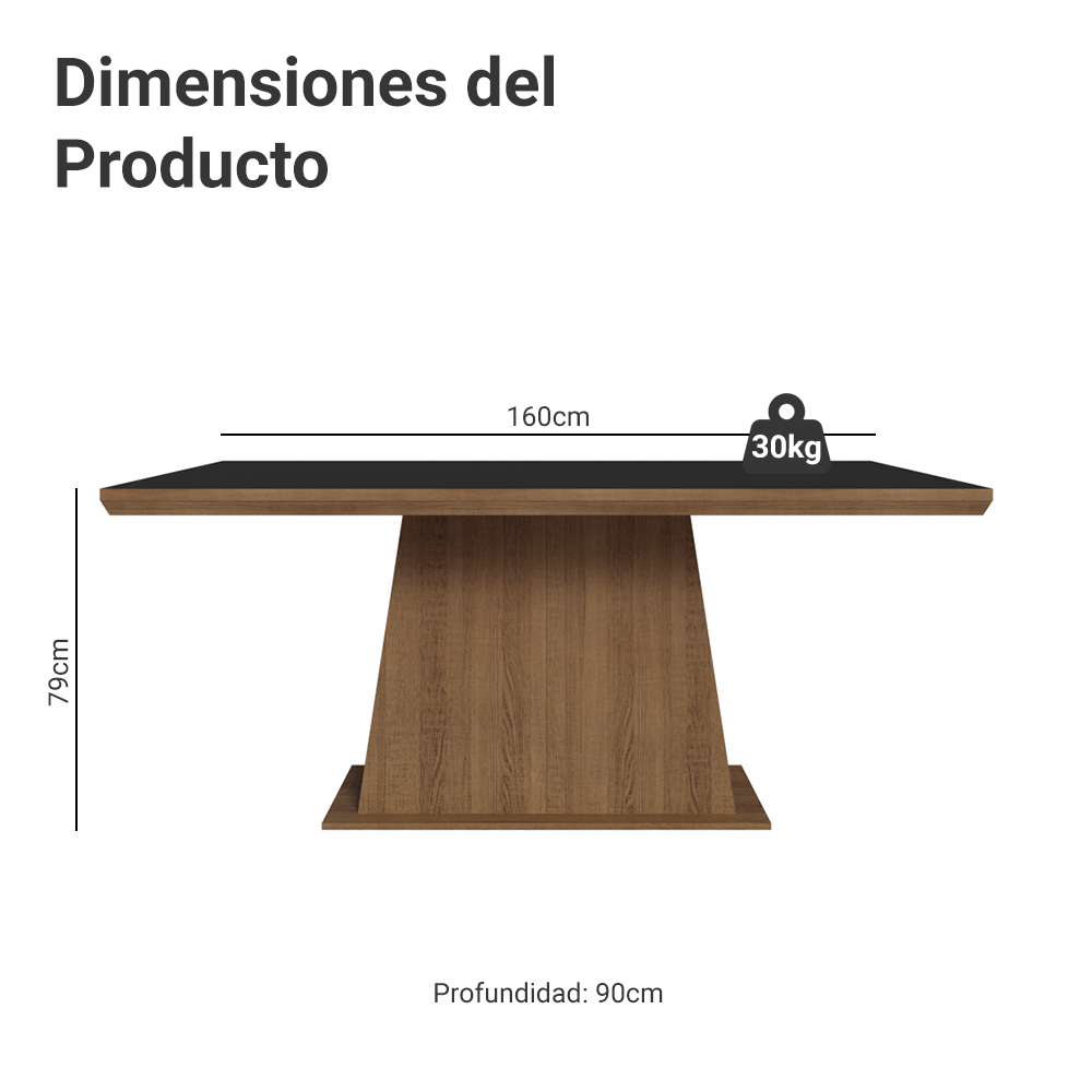 Mesa de Comedor 160 cm Marrón/Negro Madesa