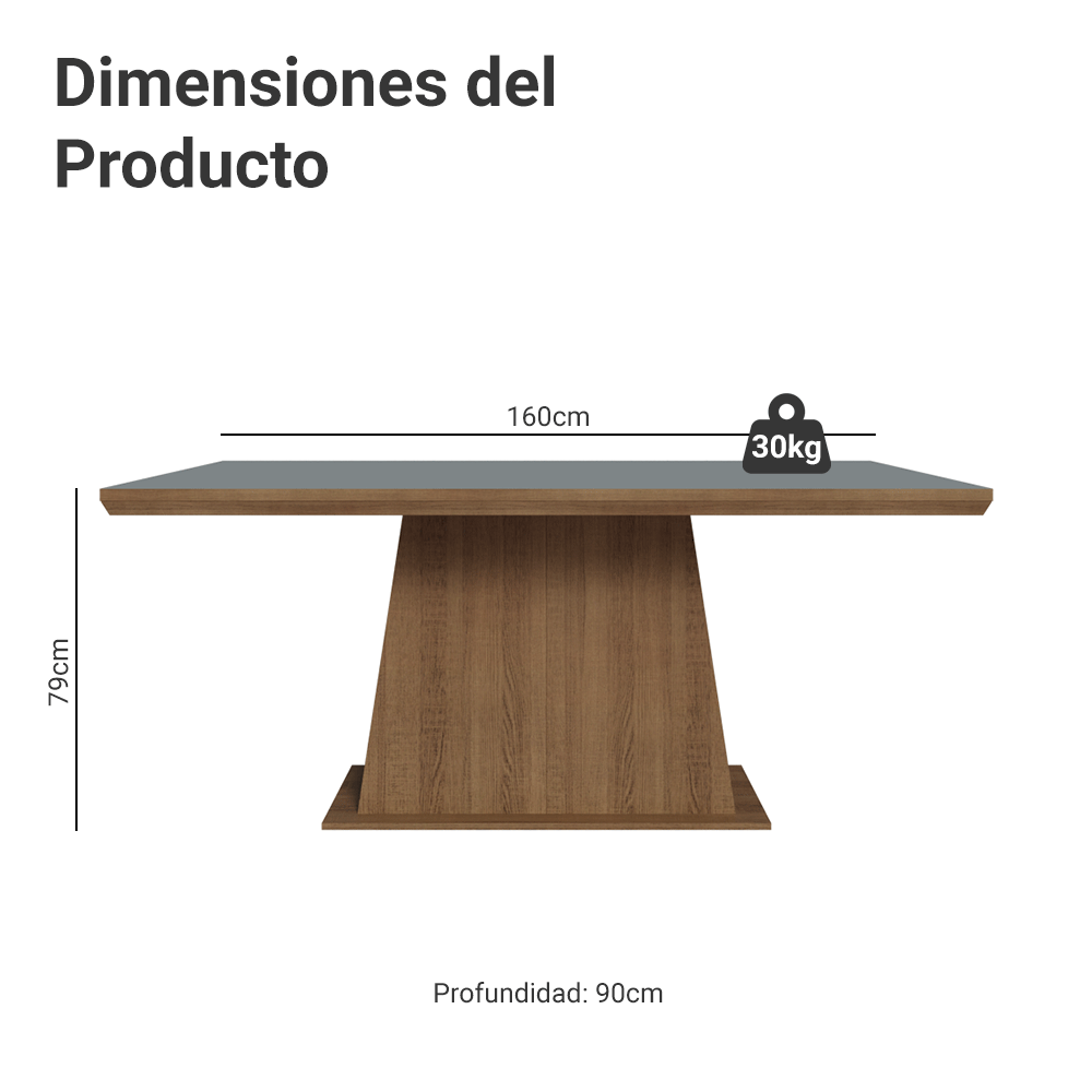 Mesa de Comedor 160 cm Marrón/Gris Madesa