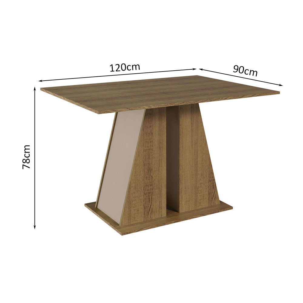 Mesa de Comedor Rectangular con Encimera de Madera 5383 Marrón/Crema