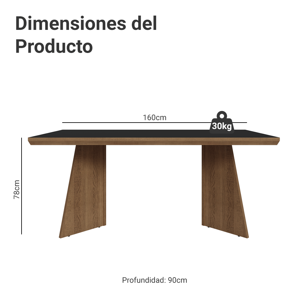 Mesa de Comedor 160 cm Marrón/Negro Madesa