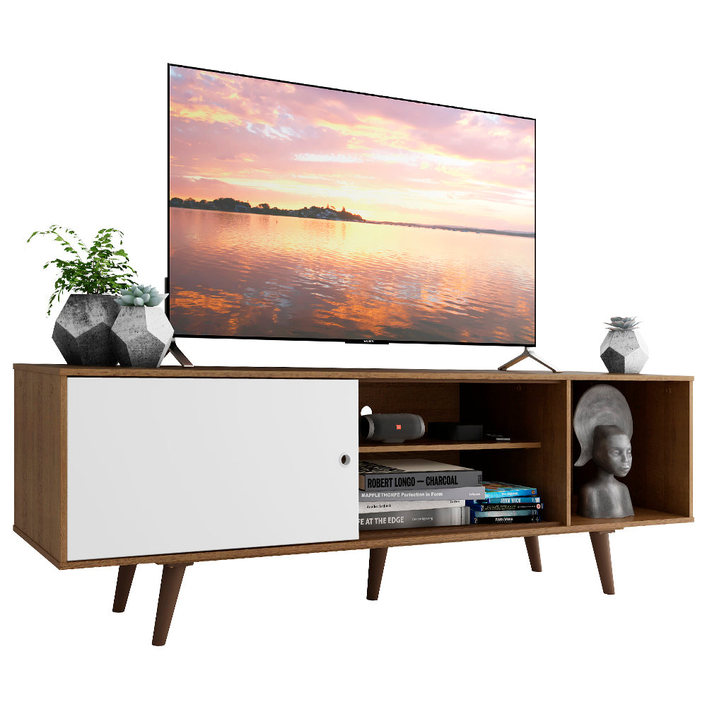 Mueble para TV hasta 65 Pulgadas 160 cm 1 Puerta Marrón/Blanco Dubai Madesa