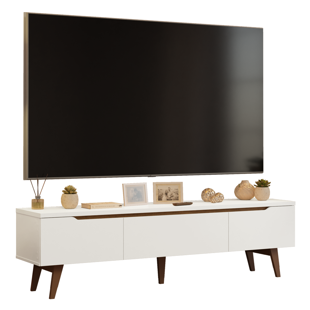 Mueble para TV hasta 80 Pulgadas 180 cm 2 Puertas 1 Cajón Blanco/Marrón Doha Madesa