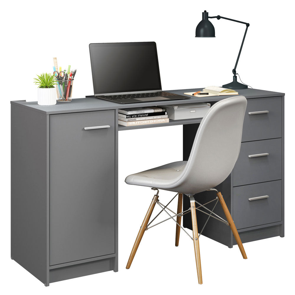 Escritorio 136 cm 3 Cajones 1 Puerta Gris Madesa