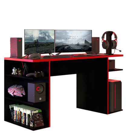 Escritorio Gamer Madesa Para PC y Consola Negro/Rojo