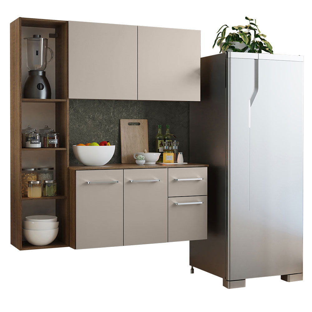 Cocina Compacta 120cm Marron/Crema Easy