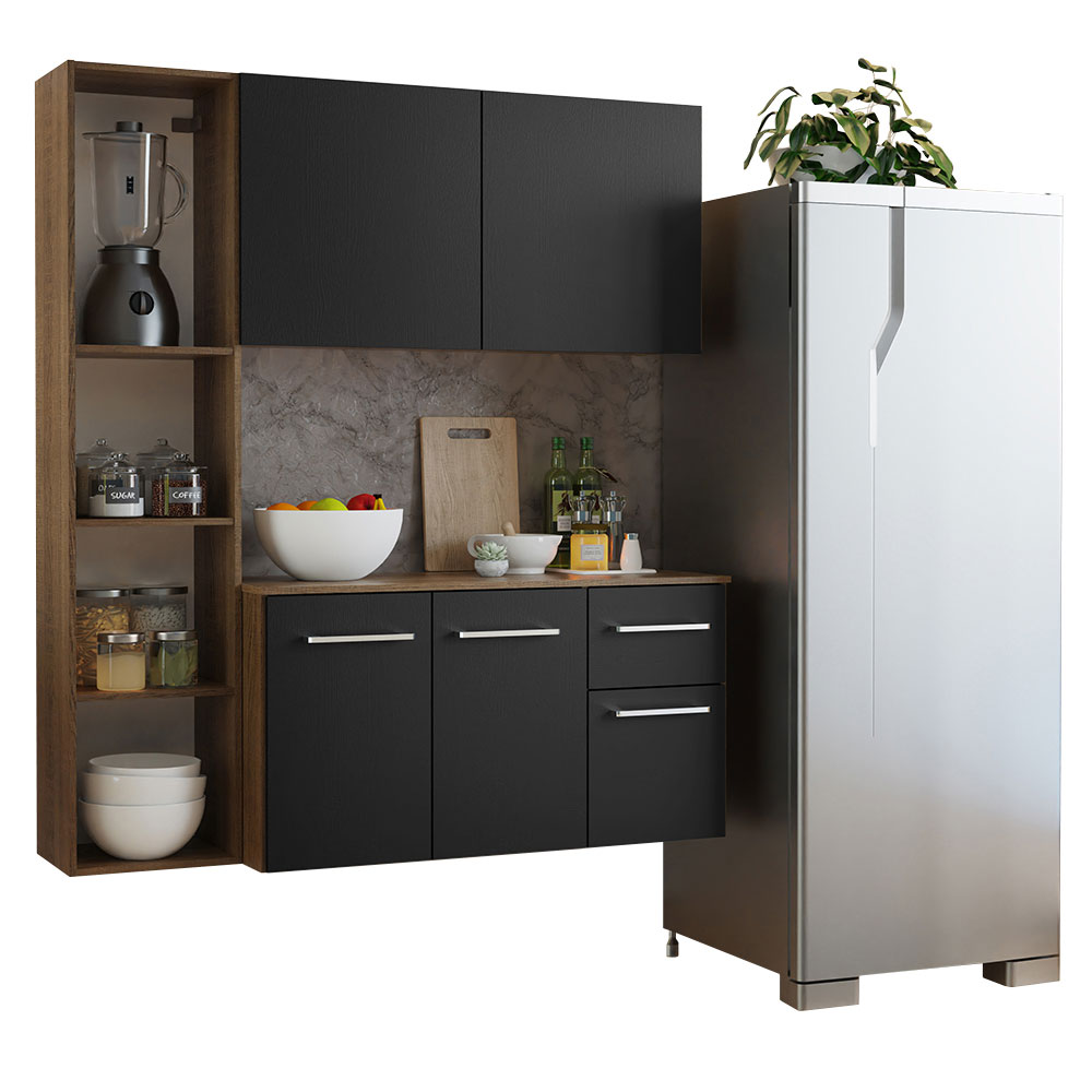 Cocina Compacta 120 cm Marrón/Negro Easy Madesa