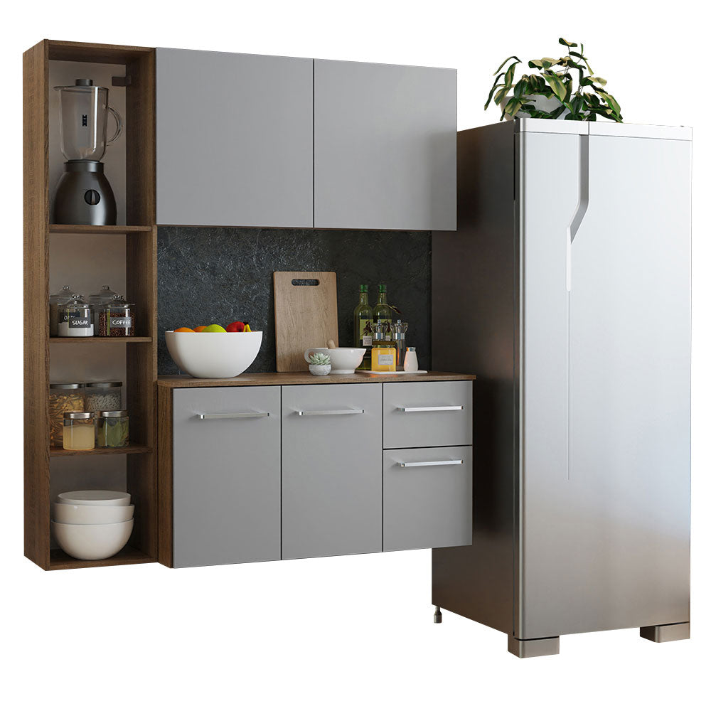 Cocina Integral 120cm Marrón/Gris Easy Madesa