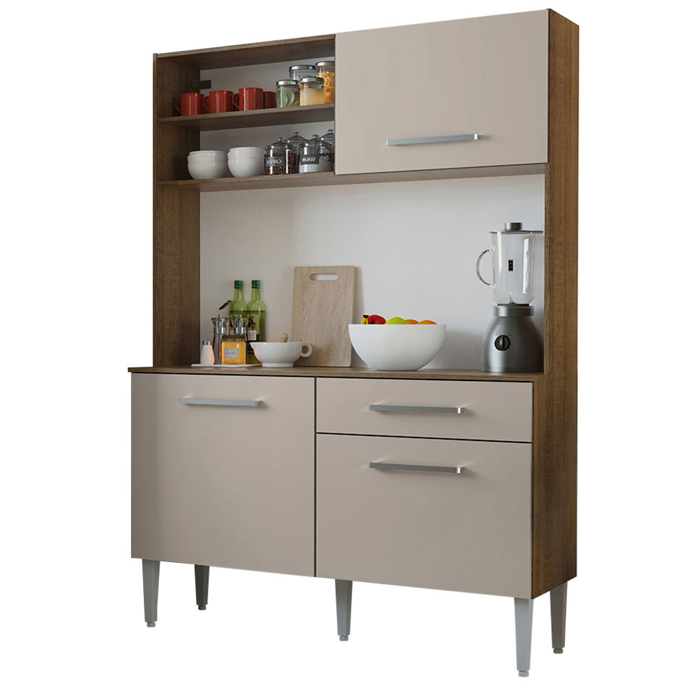 Cocina Compacta 120cm Marron/Crema Life