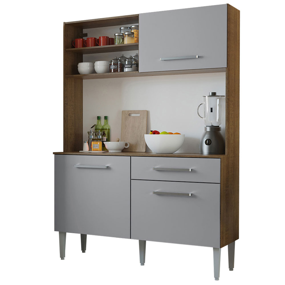 Cocina Compacta 120 cm Marrón/Gris Life Madesa