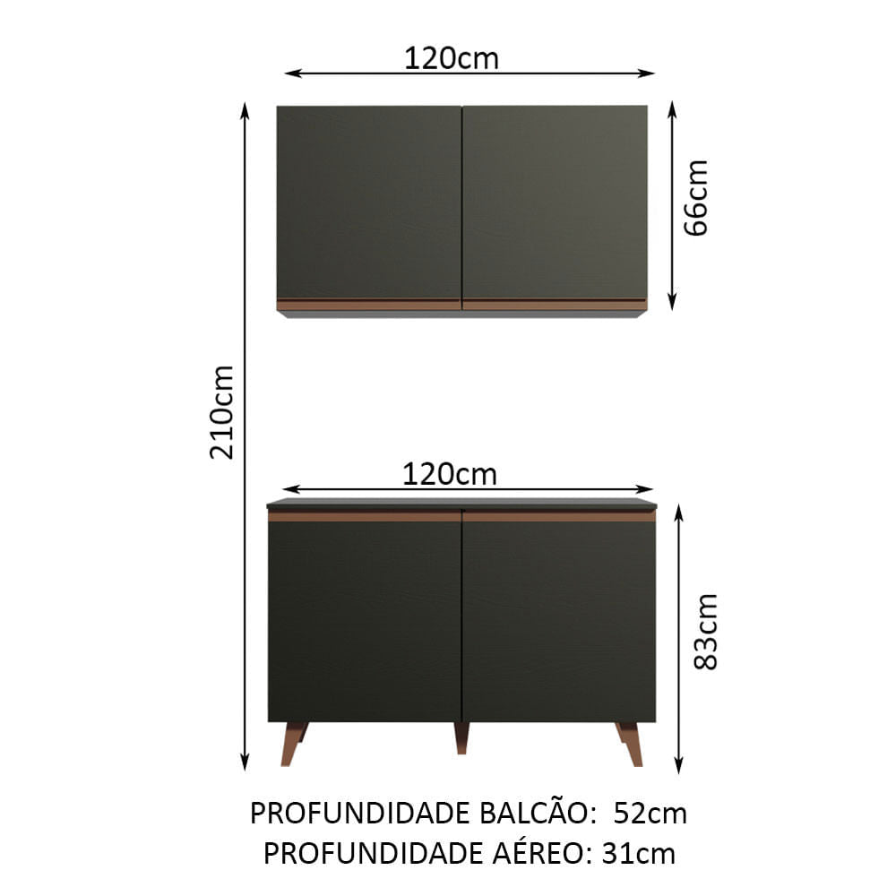 Cocina Integral Reims 120 cm Negro