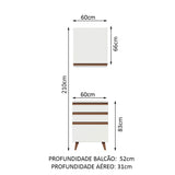 Kit Reims 60 cm con Gabinete Superior y Bajo con 3 Cajones Blanco