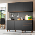 Cocina Compacta 180 x 52 cm 5 Puertas 3 Cajones Negro Reims Madesa