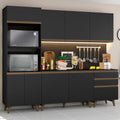 Cocina Compacta 250 cm con Mueble para Horno Negro Reims Madesa