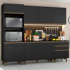 Cocina Compacta 250 cm con Mueble para Horno Negro Reims Madesa