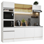 Cocina Compacta 240 cm con Mueble para Horno Blanco Topázio Madesa