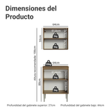 Kit con Gabinete Superior y Bajo 64cm Marrón/Negro Emilly