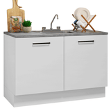 Gabinete Bajo para Fregadero con Accesorios de Cocina 120 x 60 cm 2 Puertas (Con Encimera) Agata Blanco