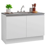 Gabinete Bajo para Fregadero con Accesorios de Cocina 120 x 60 cm 2 Puertas (Con Encimera) Glamy Blanco