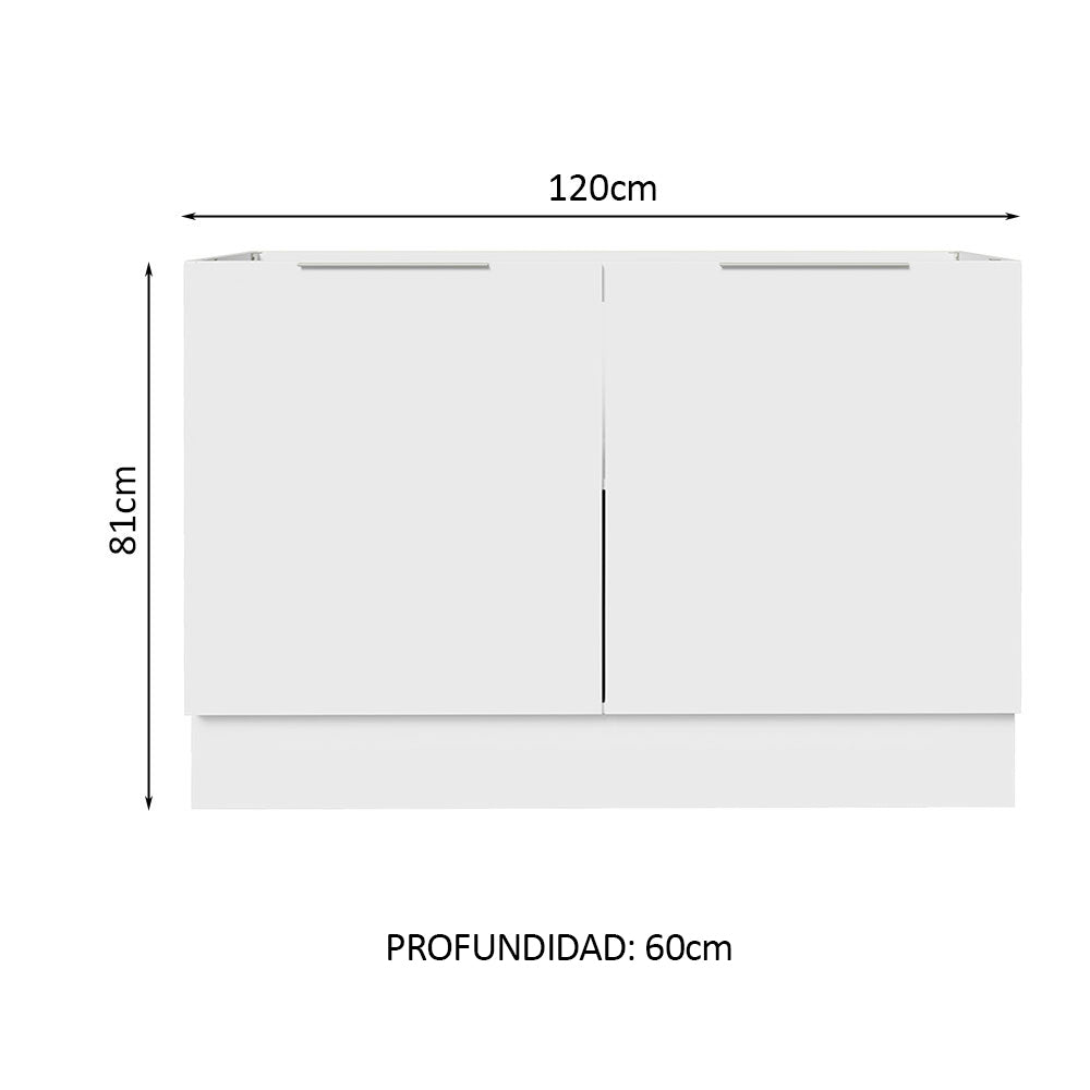 Gabinete Bajo 120 cm 2 Puertas Sin Encimera Blanco Stella Madesa