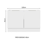 Gabinete Bajo 120 cm 2 Puertas Sin Encimera Blanco Stella Madesa