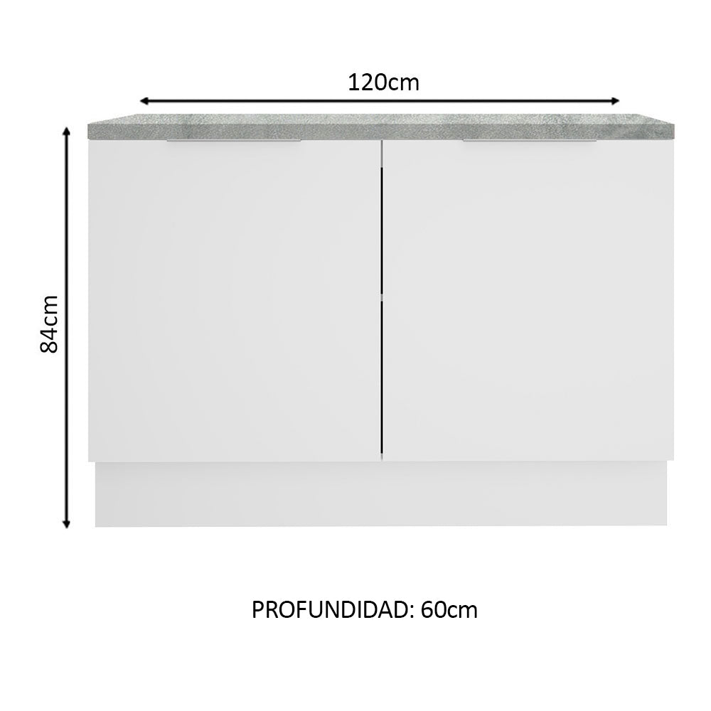 Gabinete Bajo 120 cm 2 Puertas Blanco Stella Madesa