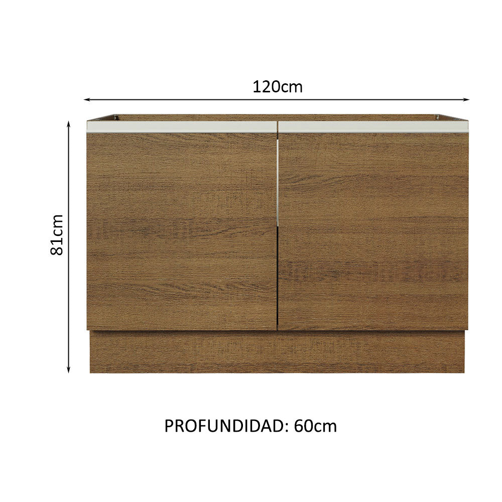 Gabinete Bajo para Fregadero con Accesorios de Cocina 120 x 60 cm 2 Puertas (Con Encimera) Glamy Marrón