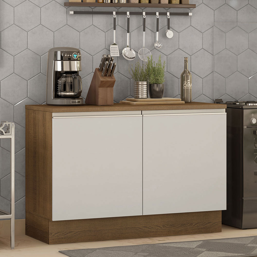Gabinete Bajo 120 cm 2 Puertas Marrón/Blanco Glamy Madesa