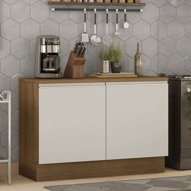 Gabinete Bajo 120 cm 2 Puertas Marrón/Blanco Glamy Madesa
