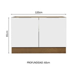 Gabinete Bajo 120 cm 2 Puertas Sin Encimera Marrón/Blanco Stella Madesa
