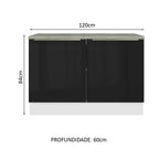 Gabinete Bajo 120 cm 2 Puertas Blanco/Negro Lux Madesa