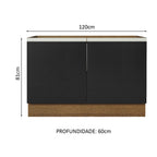 Gabinete Bajo 120 cm 2 Puertas Sin Encimera Marrón/Negro Glamy Madesa
