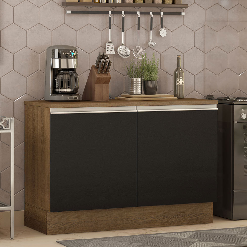 Gabinete Bajo 120 cm 2 Puertas Marrón/Negro Glamy Madesa