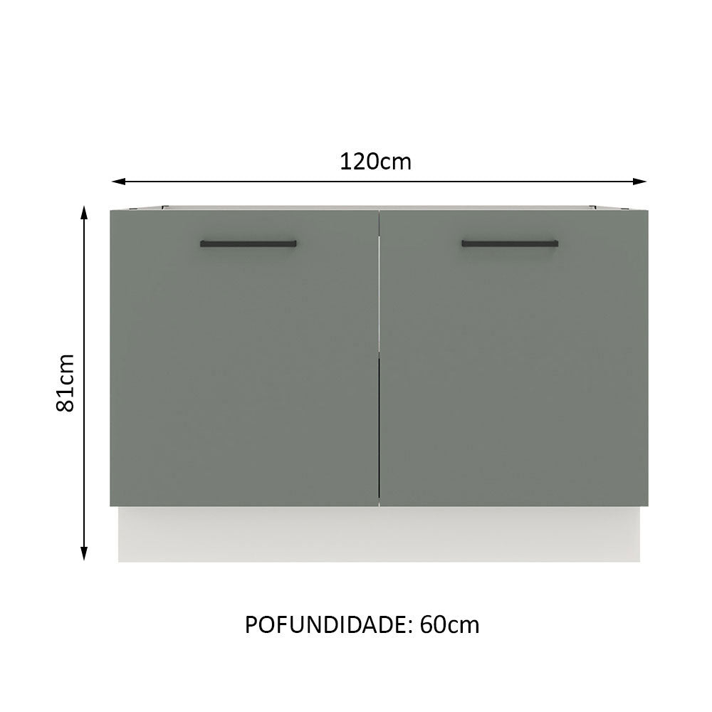 Gabinete Bajo 120 cm 2 Puertas Sin Encimera Blanco/Gris Agata Madesa