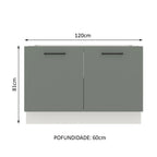 Gabinete Bajo 120 cm 2 Puertas Sin Encimera Blanco/Gris Agata Madesa