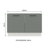 Mueble de Cocina para Fregadero 120 x 60 cm 2 Puertas (Sin Encimera) Agata Blanco/Gris