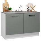 Gabinete Bajo para Fregadero con Accesorios de Cocina 120 cm 2 Puertas Blanco/Gris Agata Madesa