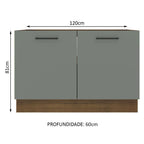 Gabinete Bajo 120 cm 2 Puertas Sin Encimera Marrón/Gris Agata Madesa