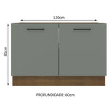 Mueble de Cocina para Fregadero 120 x 60 cm 2 Puertas (Sin Encimera) Agata Marrón/Gris