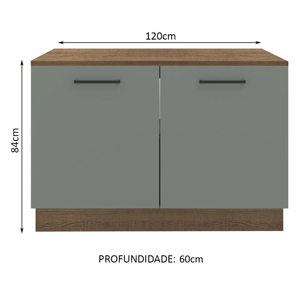 Mueble de Cocina para Fregadero 120 x 60 cm 2 Puertas (Con Encimera) Agata Marrón/Gris