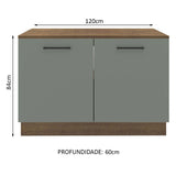 Mueble de Cocina para Fregadero 120 x 60 cm 2 Puertas (Con Encimera) Agata Marrón/Gris