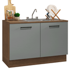 Gabinete Bajo para Fregadero con Accesorios de Cocina 120 cm 2 Puertas Marrón/Gris Agata Madesa