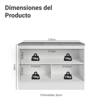 Gabinete Bajo 120 cm 2 Puertas Blanco/Verde Vik Madesa