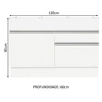 Gabinete Bajo 120 cm 1 Puerta 2 Cajones Sin Encimera Blanco Glamy Madesa
