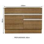 Gabinete Bajo 120 cm 1 Puerta 2 Cajones Marrón Glamy Madesa