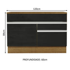 Gabinete Bajo 120 cm 1 Puerta 2 Cajones Marrón/Negro Glamy Madesa