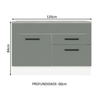 Gabinete Bajo 120 cm 1 Puerta 2 Cajones Blanco/Gris Agata Madesa